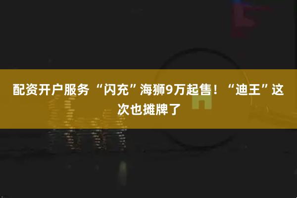 配资开户服务 “闪充”海狮9万起售！“迪王”这次也摊牌了